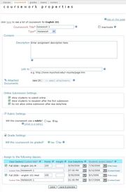 Use coursework properties page to build coursework