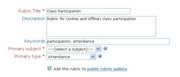 Rubric information